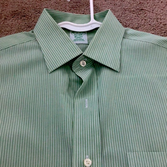 Brooks Brothers - Men’s  dress shirt - green and white stripe - Picture 2 of 6